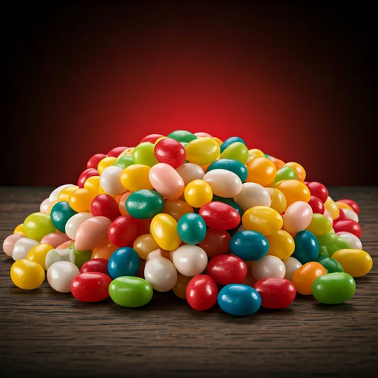 Colorful assortment of jelly beans with a glossy finish, perfect as The Hug Shop’s jelly beans add-on to complement plush teddy bear gifts and candy gift boxes for any special occasion.